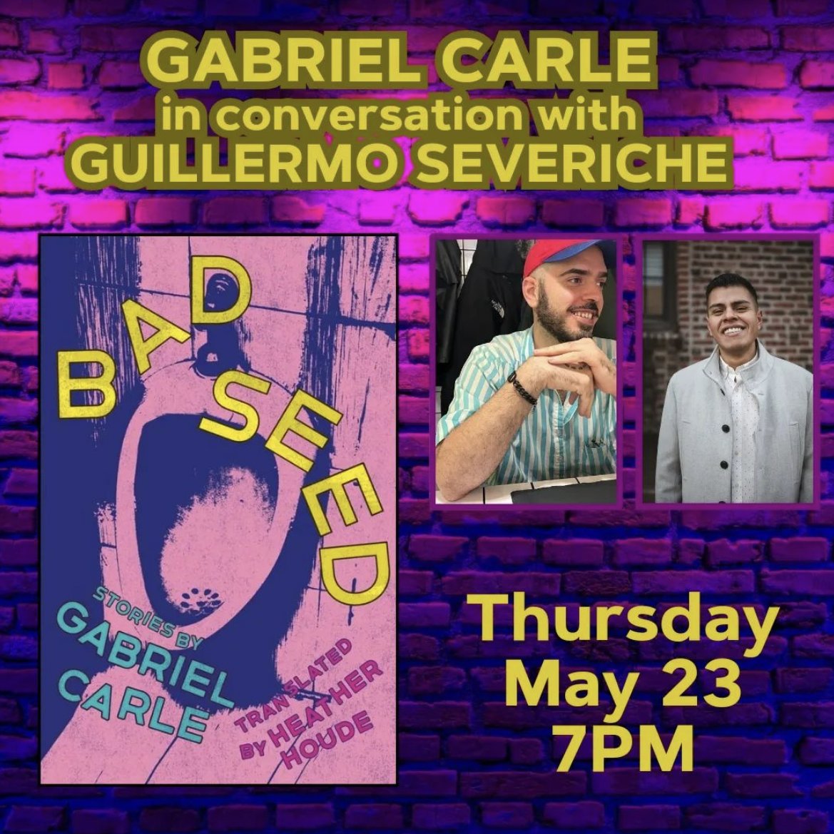 Thursday, May 23 at @astoriabookshop in NY 🌱 Join us for the launch of Gabriel Carle's BAD SEED, translated by Heather Houde! Carle will be in conversation with Guillermo Severiche. Learn more here: astoriabookshop.com/events