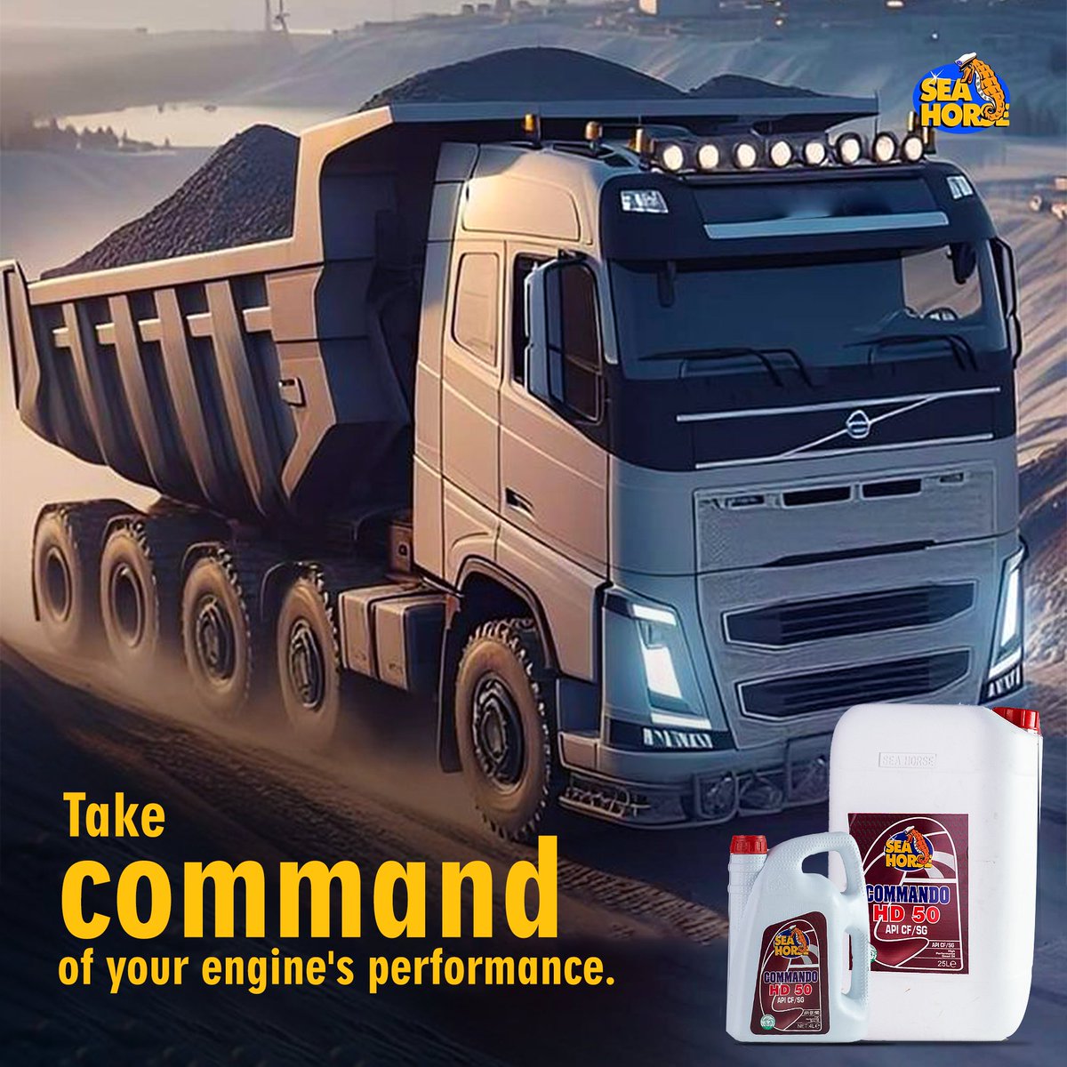 Some engines demand more. They crave the heavy-duty protection and relentless performance of Sea Horse COMMANDO HD 50. 

This premium engine oil is formulated to handle the toughest jobs, mile after gruelling mile. 

#EngineOil #QualityOil #SeaHorseLubricants #ThePowerOfYourDrive