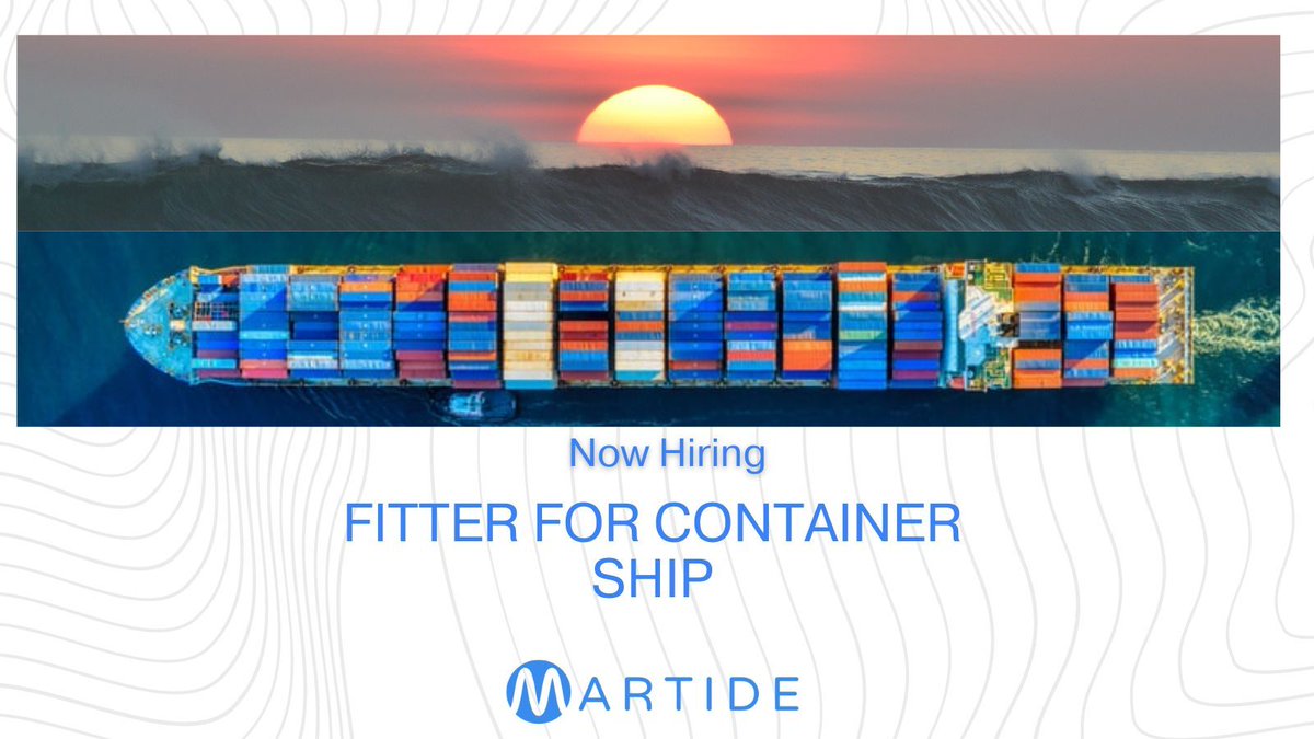 Join: 30th May
Contract: 9 Months (+/-1)
Salary: $1,900
Company: SeaCrest Maritime Management
Apply Here: buff.ly/2Piaa1G
#seafarerjobs #seamanjobs #jobsonships #shipjobs #jobsatsea #maritimejobs #containershipjobs #cargoshipjobs #fitterjobs #shipfitterjobs #shipfitter