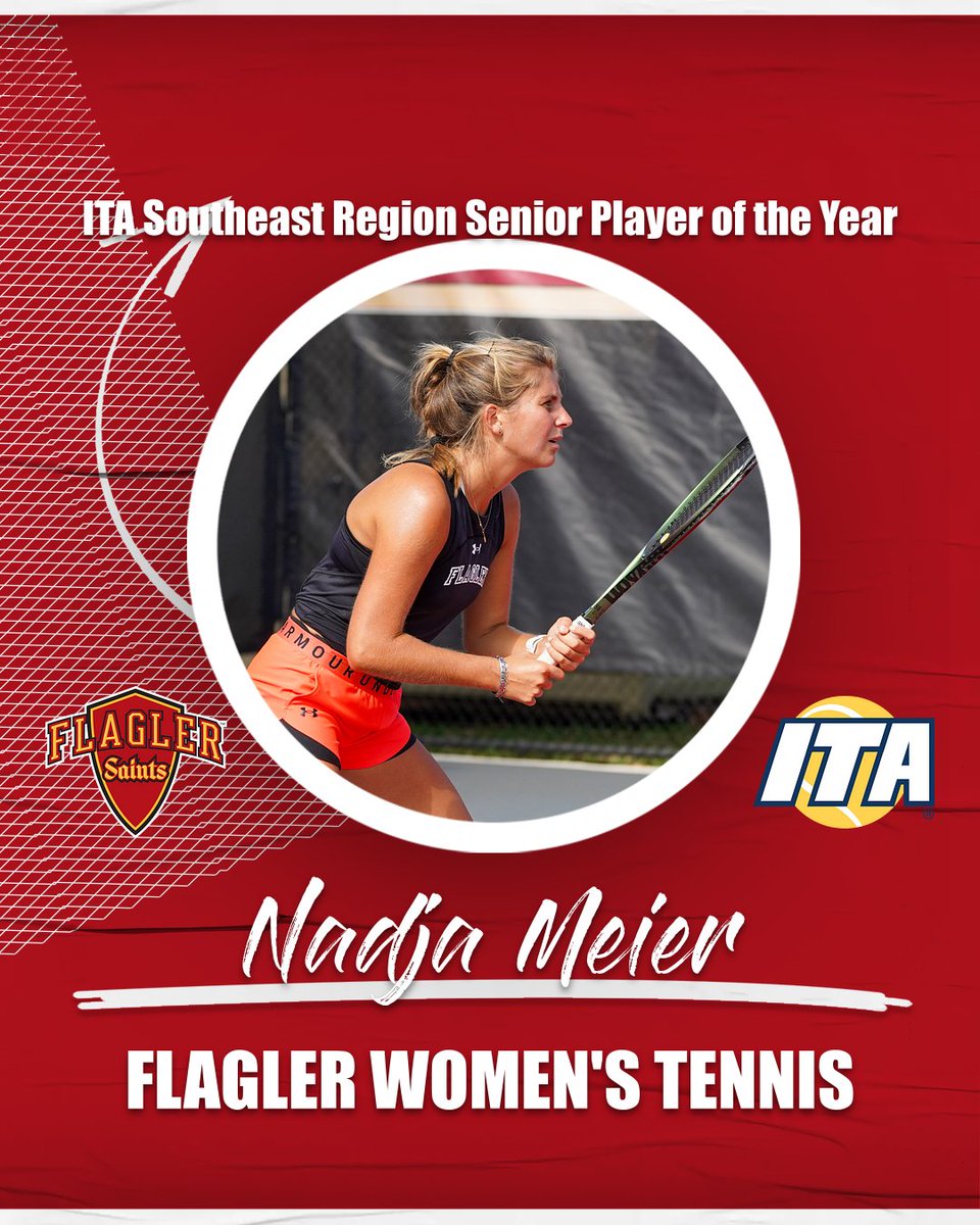 Nadja Meier was named the ITA Senior Player of the Year for the southeast region🔥 Meier posted a 32-5 record this season and won her last seven singles matches of the year🎾 #GoSaints | @FlaglerWTennis