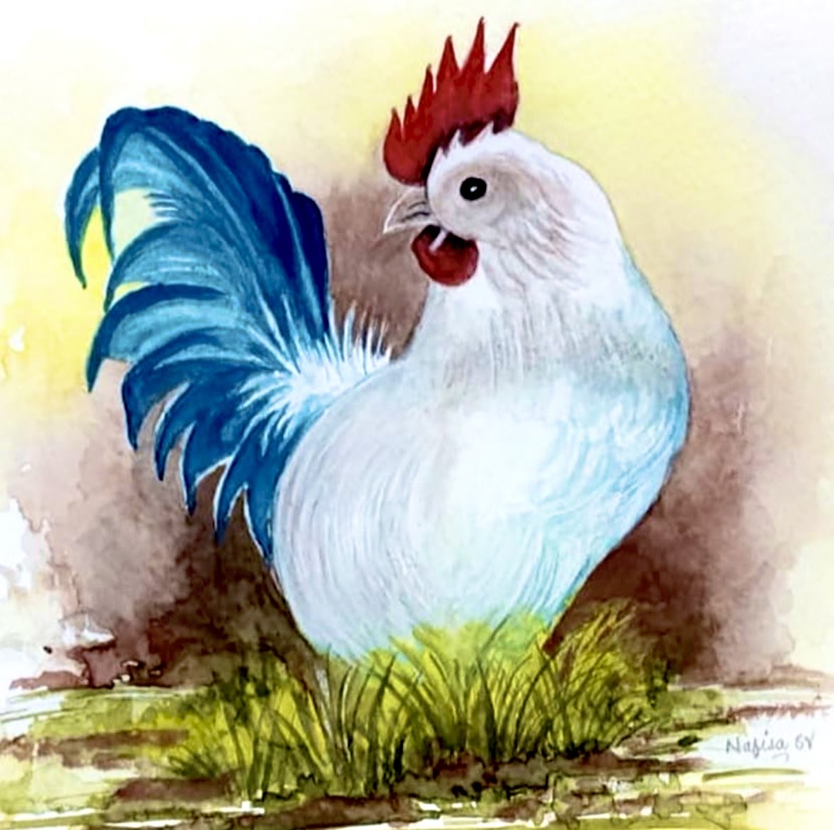 🖌️  Hi Twitter Friends,
Good Morning with the Rooster crowing. May your day be filled with joy and opportunities!!
#ArtbyMe
#PrintedinCalendarsofLIF