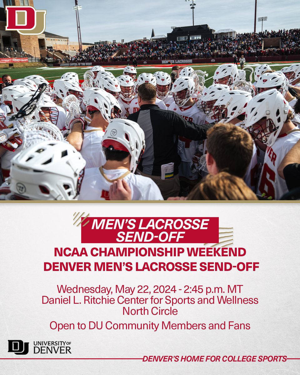 Join us to support @DU_MLAX when they leave campus for Philadelphia tomorrow at 2:45 p.m. MT. #GoPios