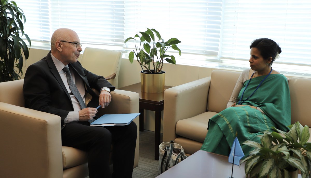 In a meeting w/ Eenam Gambhir @eenamg, Joint Secretary of the UN Political Division at @meaindia, USG Voronkov expressed appreciation for #India's recent voluntary contribution to @un_oct He also discussed the ongoing 🇮🇳-🇺🇳#CounterTerrorism cooperation, incl. on #CFT & #CTTravel