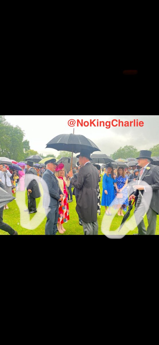 So what happened to the thinking parts of these two chaps when the rain arrived? #NoKingCharlie #NotMyKing #KingCharles #gardenparty #RoyalFamily