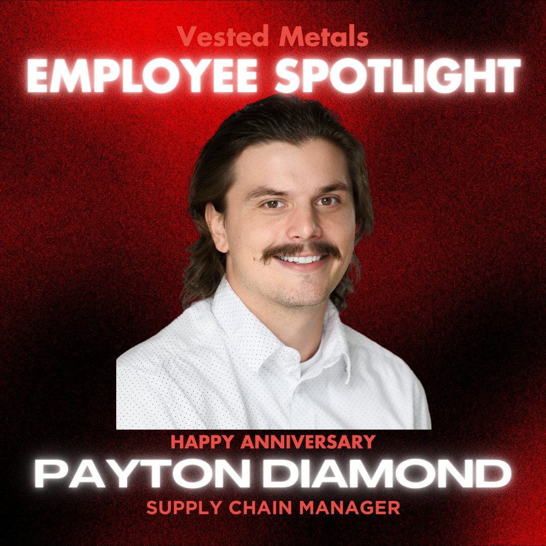 VestedMetalsInt's tweet image. Wishing a Happy 3-Year Anniversary to Payton Diamond! 🎊 We were lucky enough to have Payton as an intern at Vested Metals International during his senior year at Flagler College. He now works with us full-time as our Supply Chain Manager.