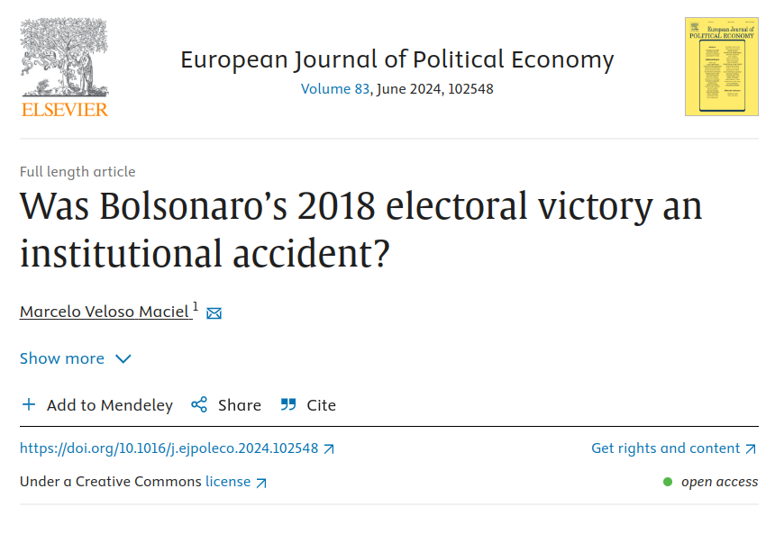 0/12 Primeiro artigo solo publicado! Feliz que rolou antes mesmo de eu virar candidate :) #PublicChoice #SocialChoiceTheory #VotingTheory 🧵