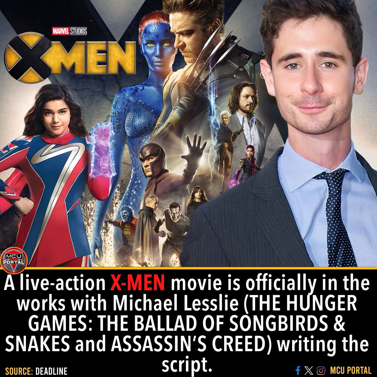 MCU_Portal's tweet image. ‼️BREAKING‼️ According to @DEADLINE, Marvel Studios has found its writer for the Live-Action X-MEN reboot film! 
Now the search is officially on for a director!

#xmen #michaellesslie #marvelstudios