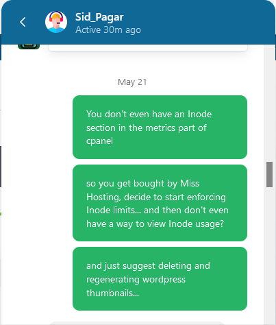 TheStoneDruid's tweet image. Support from @Stablehost took 7hrs to unsuspend my account, after saying I had 48hrs before it was deleted. It was suspended for exceeding nonexistent limits. 😂 Here&apos;s how support has been since then. 
TLDR: Move your sites off #Stablehost asap.