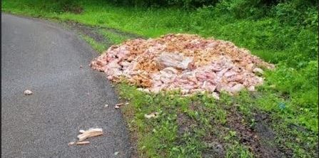 nbc4i's tweet photo. A large amount of meat was dumped on a road in Ohio. https://t.co/vP7isVpqU9 https://t.co/7fjCO2eSw3