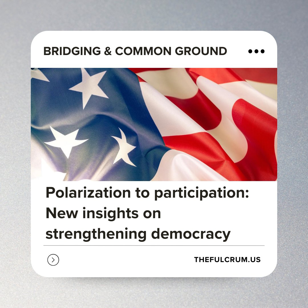 A recurring theme in recent polling is the public's deep concern for the health of our democracy. Read more: loom.ly/EnuV-4Y #thefulcrum #citizenconnect #polling #polarization #research #bridgealliance