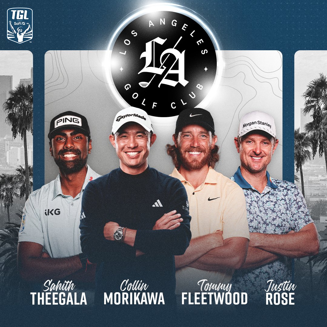 WeAreLAGC's tweet photo. LA, meet your new favorite sports team: #LosAngelesGolfClub. Were ready to dominate the TGL season and bring the title home. 🌴🏆 #GolfRevolution #TGL #GOLF #WEARELAGC #LosAngeles https://t.co/R15THPBsw6