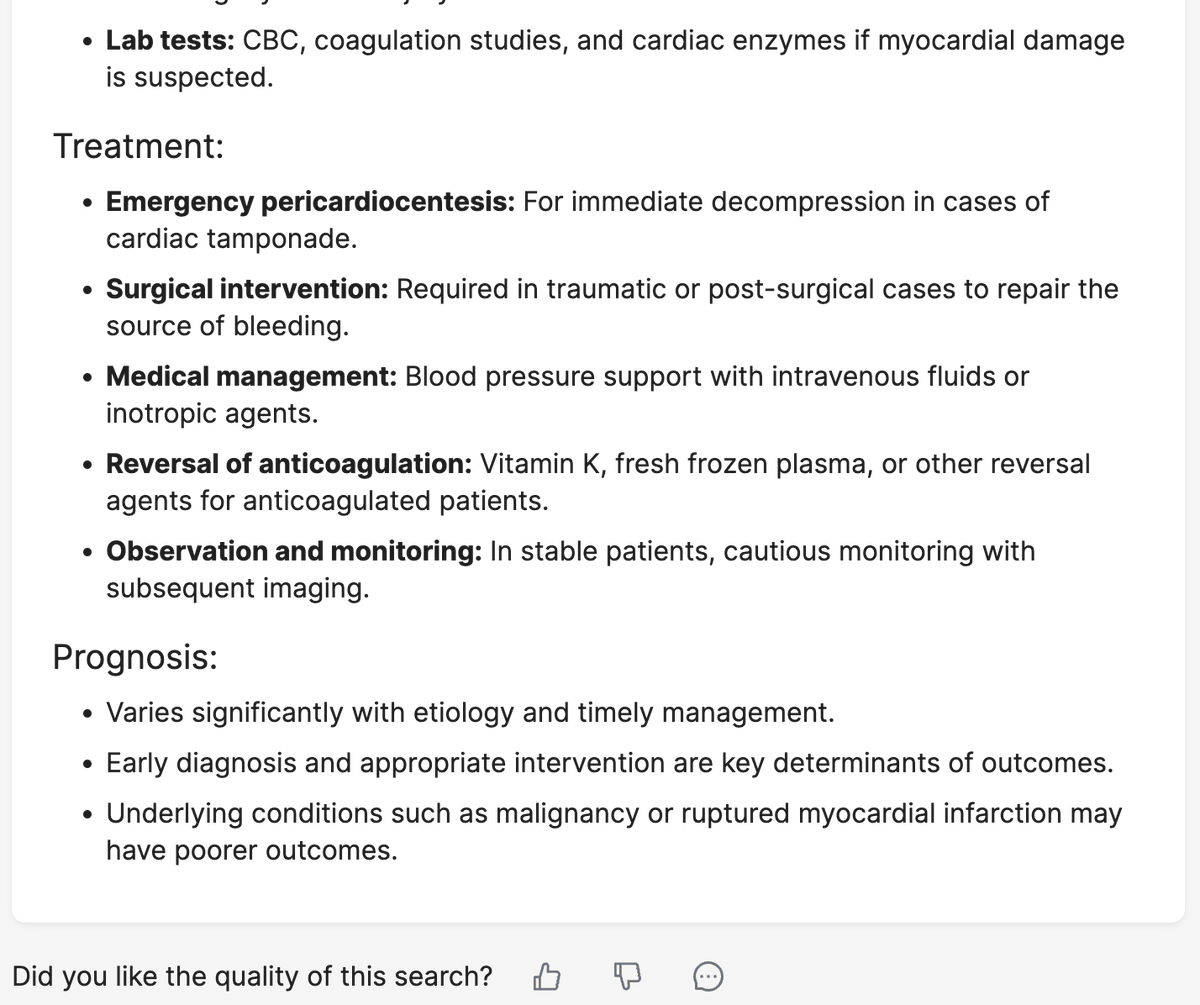 Hemopericardium: Learn more and generate your own summaries at neuralconsult.com 🧠 🎯 #MedX #MedTwitter #FOAMed #MedEd #USMLE #step1 #Step2CK
