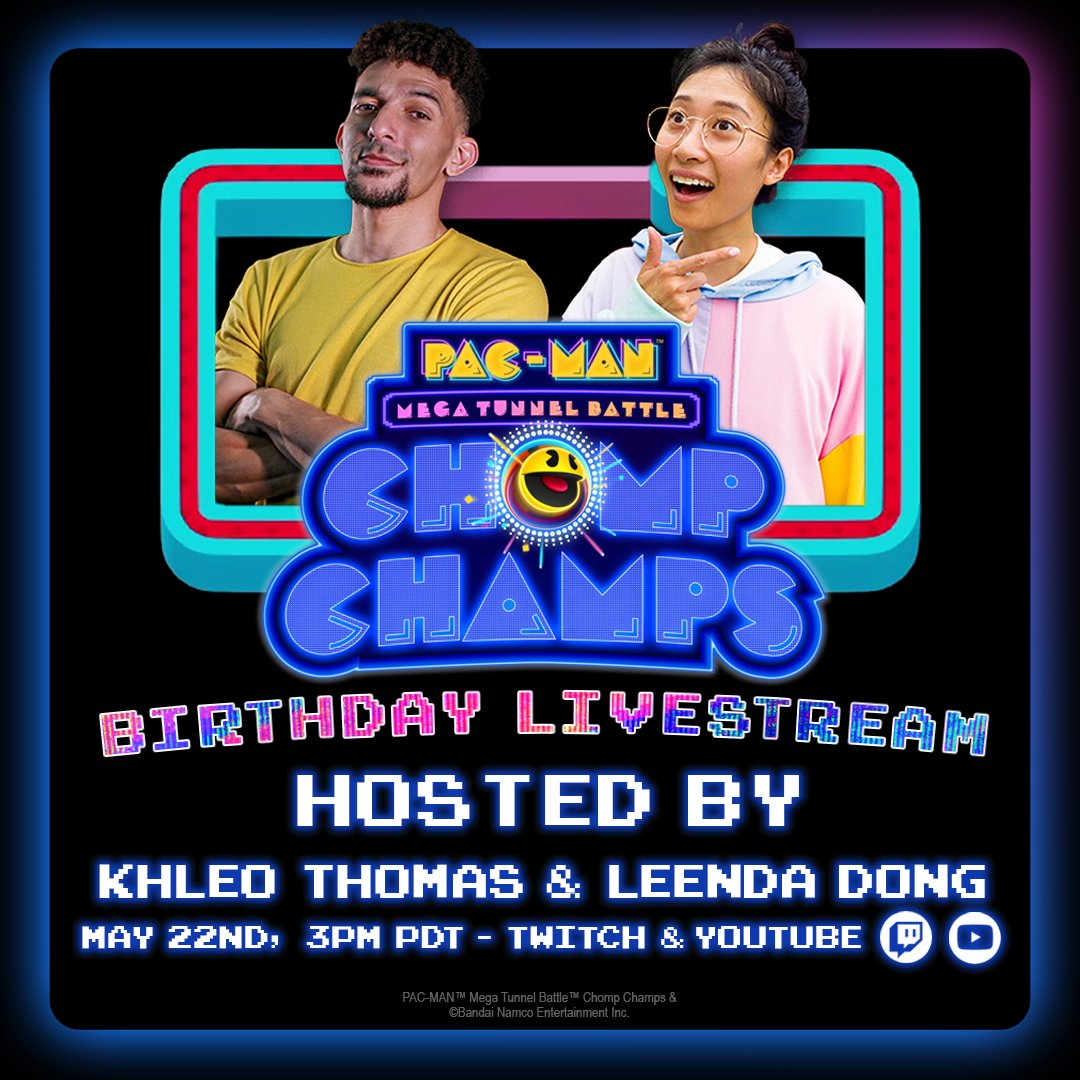 🎉 YOU'RE INVITED 🎉 Join @KhleoThomas, Leenda Dong, and ME for my birthday bash livestream tomorrow at 3PM PDT. #PACMANBIRTHDAY