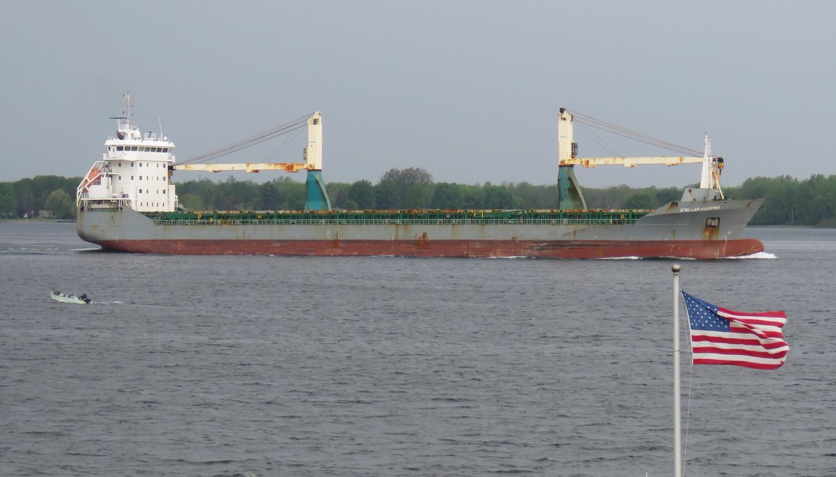 STELLAR MAESTRO 🇦🇬 down the windy St. Lawrence River today at Wilson Hill after making its first trip to the Great Lakes
