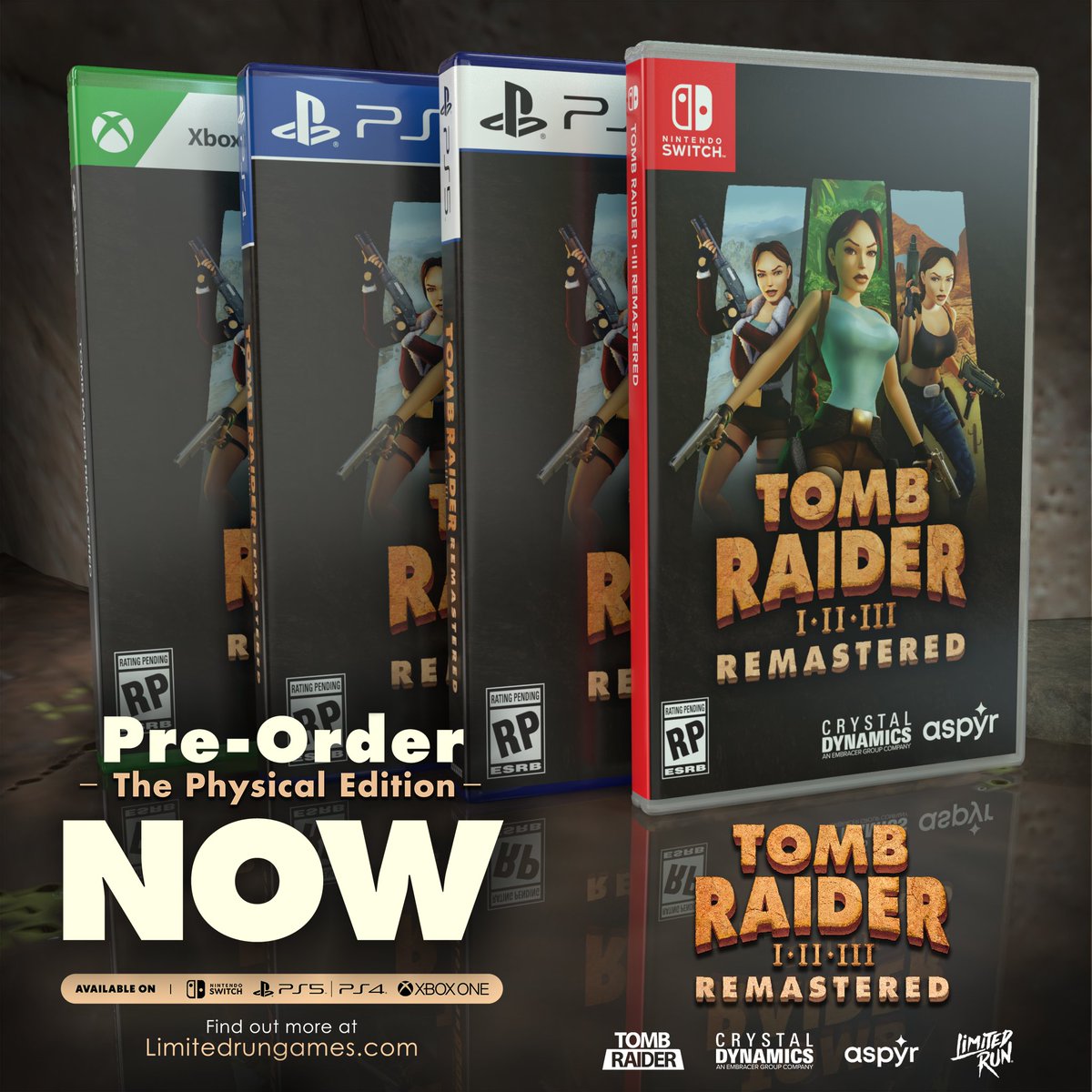 Five of Lara Croft's adventures are now up for pre-order at Limited Run! Reserve your copy of Tomb Raider I-III Remastered or The Lara Croft Collection today! 🧭Shop the full collection: limitedrungames.com/collections/lr…
