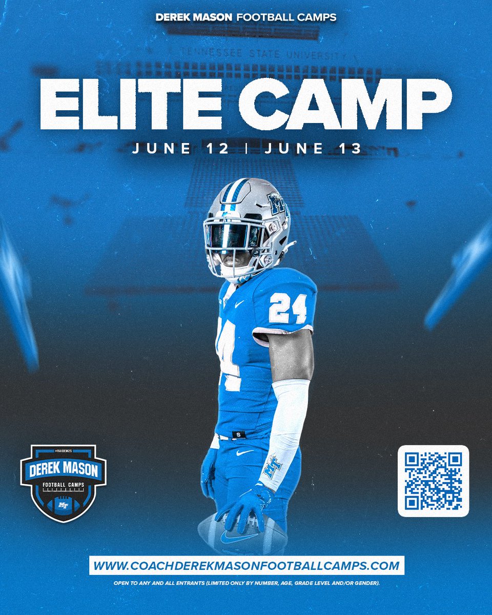 Calling all big fellas! It’s that time of the year. Come and put your talents on display for <a href="/MT_FB/">Middle Tennessee Football</a> . You’ll receive elite coach and hopefully an elite experience #BoroBuiltMiddleMade #blueraiderfootballcamp