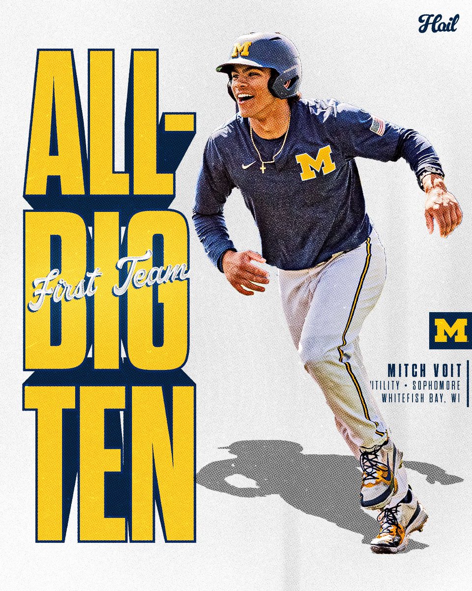 Michigan Baseball (@umichbaseball) on Twitter photo A Freshman selection last year, <a href="/1Mvvoit/">Mitch Voit</a> is now on the first team!!
Voit leads the team in hits and is third in innings pitched earning him the first team utility spot!
#GoBlue A Freshman selection last year, <a href="/1Mvvoit/">Mitch Voit</a> is now on the first team!!
Voit leads the team in hits and is third in innings pitched earning him the first team utility spot!
#GoBlue