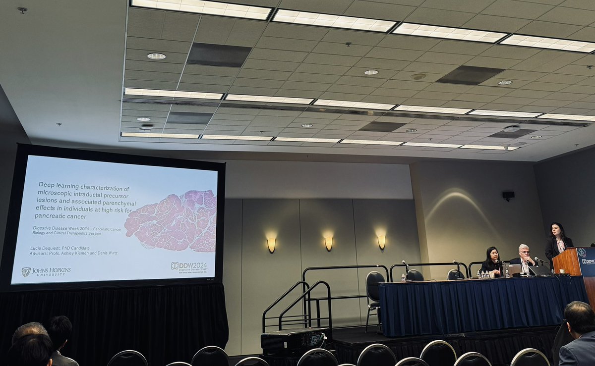 Great talk today by @luciedqt at #DDW2024 on her work in early detection for individuals at high risk of development of pancreatic cancer!