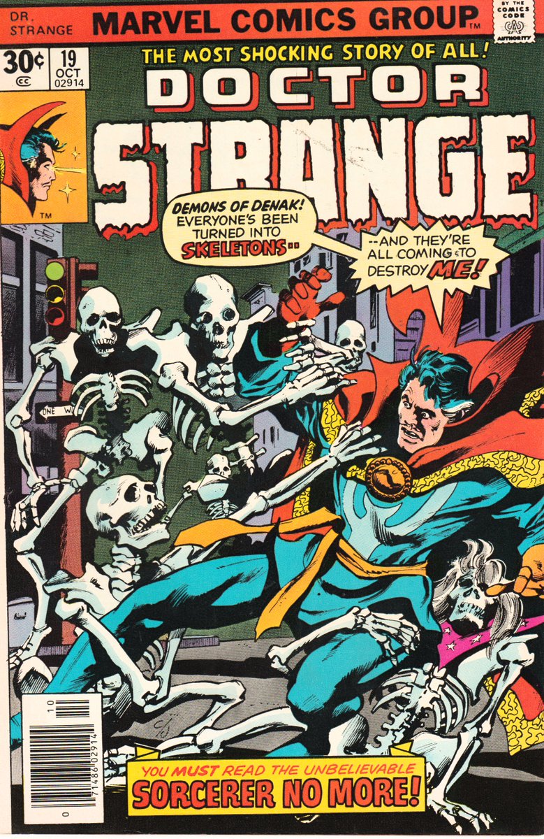 #DoctorStrange dealing with skeletons on a cover by #GeneColan and Klaus Janson.  #comcis #comicbook