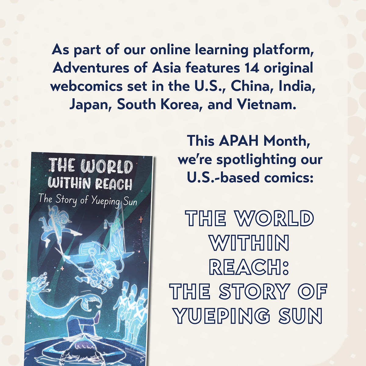 In today's #APAHM2024 spotlight, dive into Y. Ping Sun's story! Through our U.S.-based webcomics in our 'Adventures of Asia' online platform, we're delighted to highlight the stories of Houston leaders including Ping. » asiasociety.org/texas/adventur…