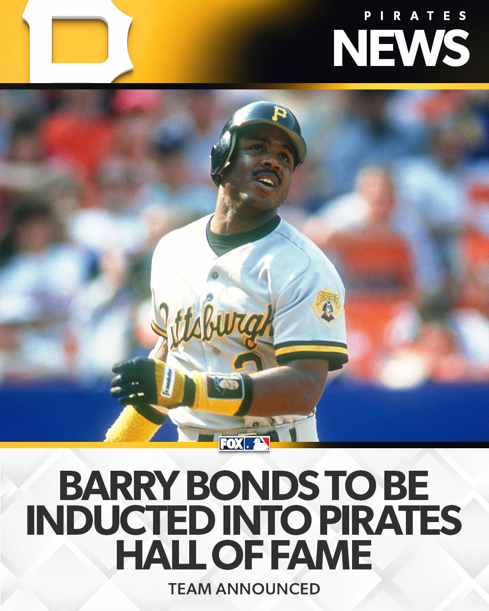FOX Sports MLB on X Barry Bonds will be inducted into the Pirates Hall of Fame the team announced. https t M215SnQYVO X