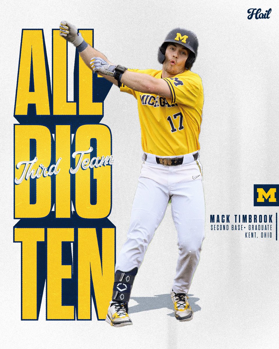 Team Conference Leader! 

Mack Timbrook leads the Wolverines in batting average in Big Ten play and earns a spot on the Third Team! 

#GoBlue