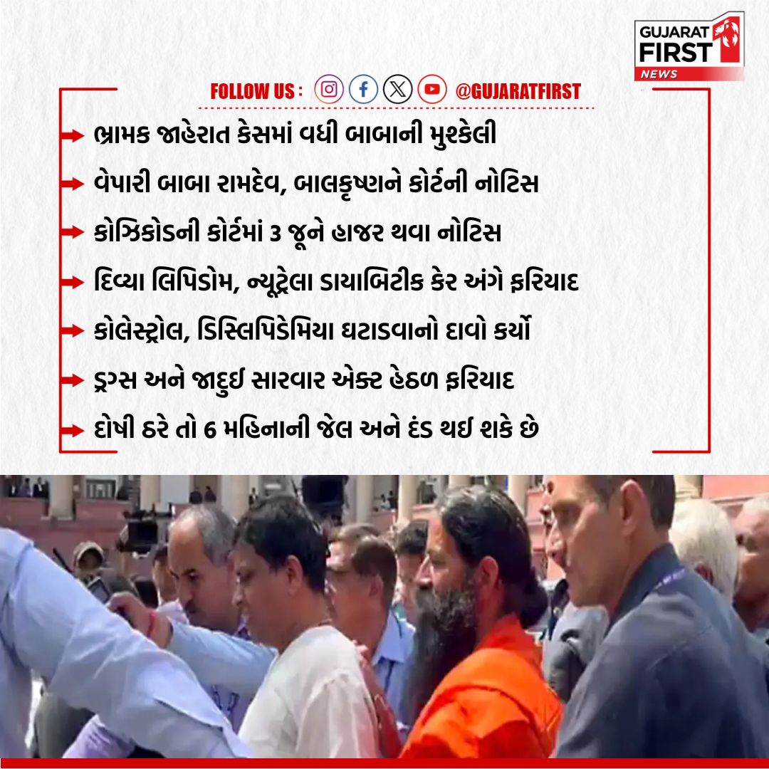 ભ્રામક જાહેરાત કેસમાં વધી Baba Ramdevની મુશ્કેલી | Gujarat First @yogrishiramdev @GujaratFirst #BabaRamdev #GujaratFirst #Patanjali #Advertisement