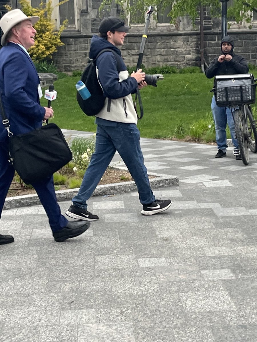 It's claimed that this guy in the video is a part of the UofT encampment where no one knows him. 

After this guy is filmed at the encampment, he talks to David Menzies from Rebel News when he comes to report on the encampment.

The encampment spokesperson: “This person is not a