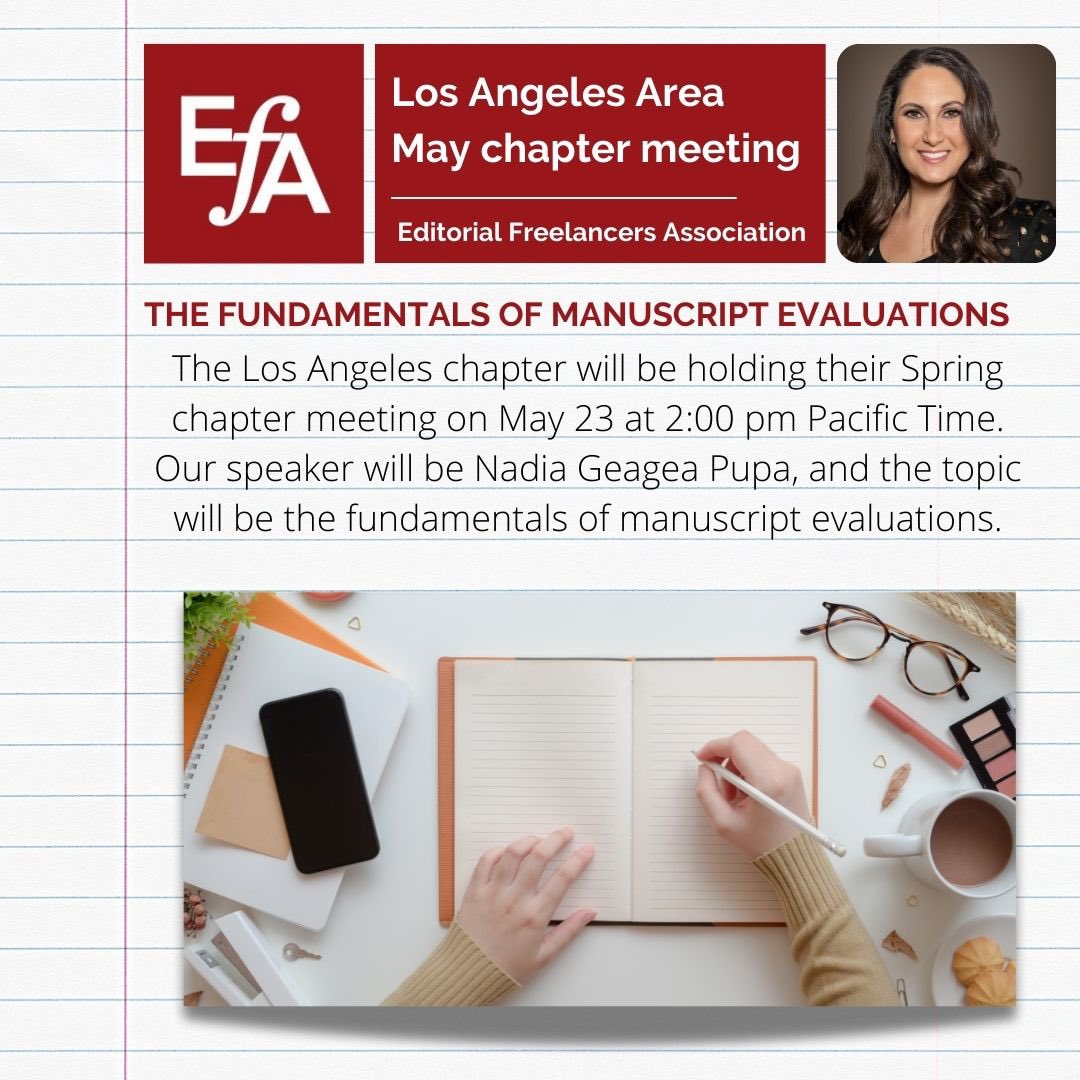 I’m looking forward to my upcoming presentation on manuscript evaluations for the LA chapter of the @EFAFreelancers.