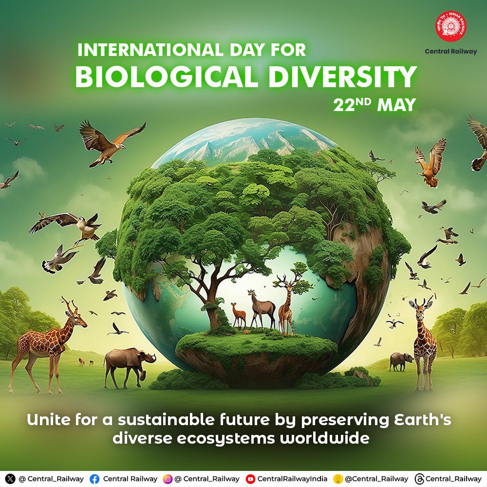 Be part of the plan to preserve our planet's rich biological diversity on International Day for Biological Diversity!
#BiologicalDiversity #CentralRailway