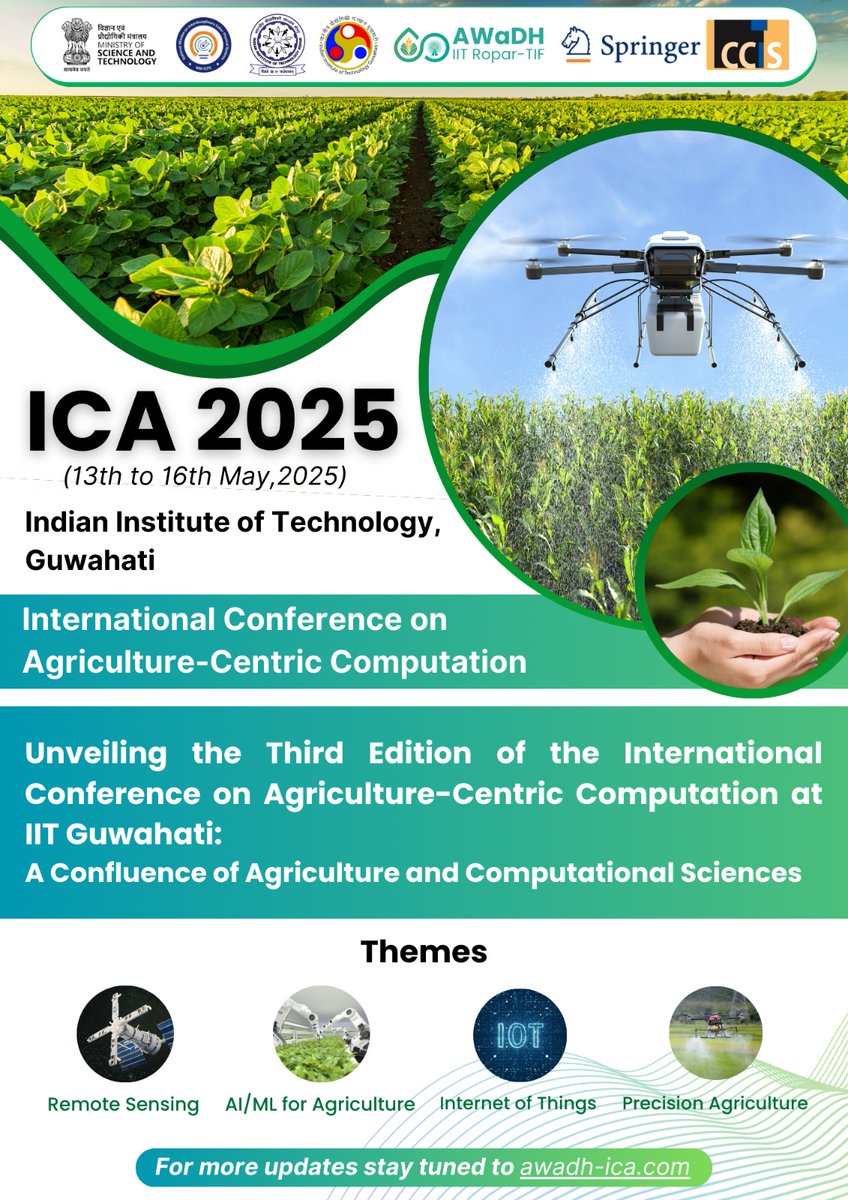We are excited to announce the second version of the International Conference on Agriculture-Centric Computation (ICA 2024). ICA 2024 is being organized jointly by IIIT-Delhi and @iitropar at IIIT-Delhi from 21-24 May, 2024. This conference provides a forum for the researchers