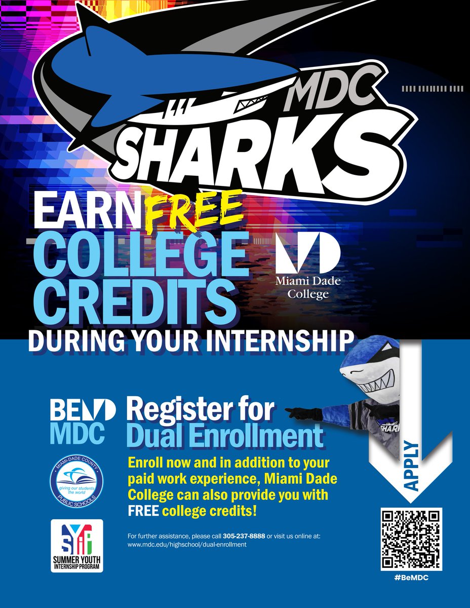 Deadline Alert! Apply for the Summer Youth Internship Program (SYIP) by May 24! Earn paid work experience &amp; FREE college credits through <a href="/MDCollege/">Miami Dade College</a> Dual Enrollment. Contact your school's SYIP Champion or call 305-693-3005 to sign up! #YourBestChoiceMDCPS <a href="/CTEMiami/">M-DCPS Career & Technical Education</a>