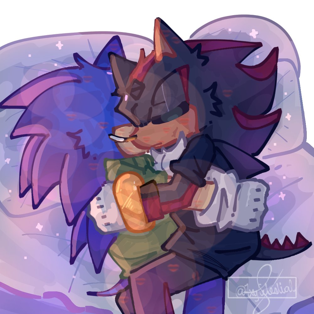 Kisses = cuddling 
#SonicTheHedgehog #ShadowTheHedeghog #sonicart #sonicfanart #sonadow