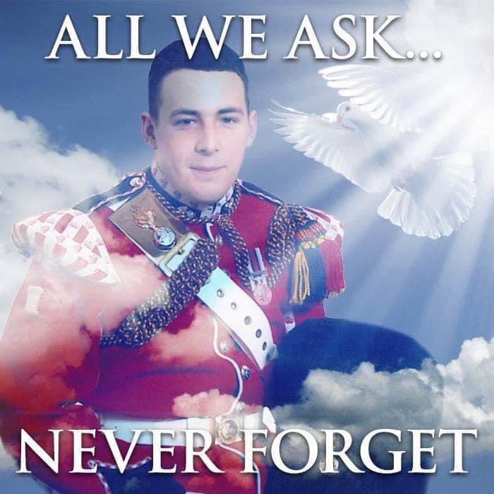 On the afternoon of 22 May 2013, a British Army soldier, Fusilier Lee Rigby of the Royal Regiment of Fusiliers, was attacked and killed LEE RIGBY Was Brutally Murdered By 2 Cowards STAND DOWN YOUNG SOLDIER YOUR TIME IS SERVED ... RIP