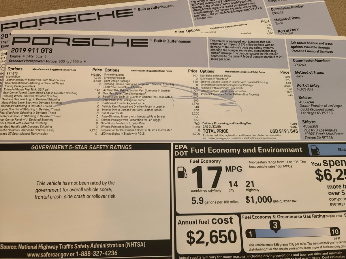 What better way to celebrate Independence Day than some red white and BLUE. Mamba-jamba spec on this 2019 911 GT3 Touring! Happy 4th! #windowsticker #monroney #gt3touring #miamiblue #thereisnosubstitute