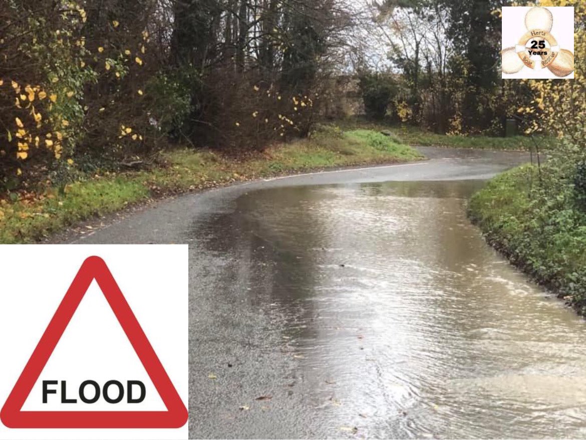 With heavy rain overnight and through today there may be some localised flooding.

Drive safely 
Don’t drive into floodwater 
Keep pedestrians safe 

#hertfordshire #volunteers #floodaware