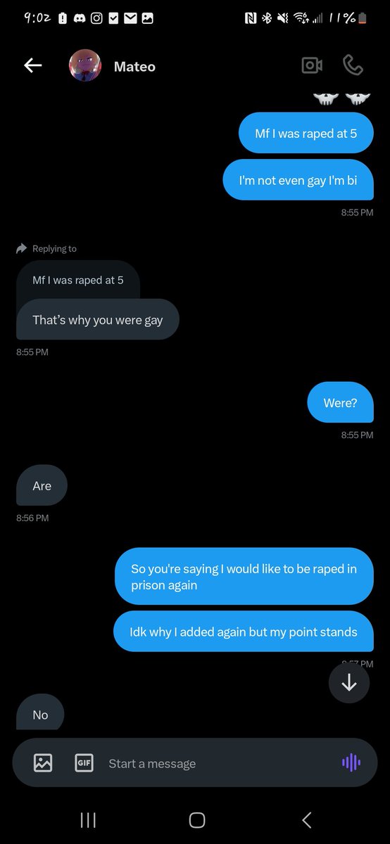 MateoPred97848's tweet photo. Mateo said cope I don't care to the fact I was raped https://t.co/6XX7mXObaO