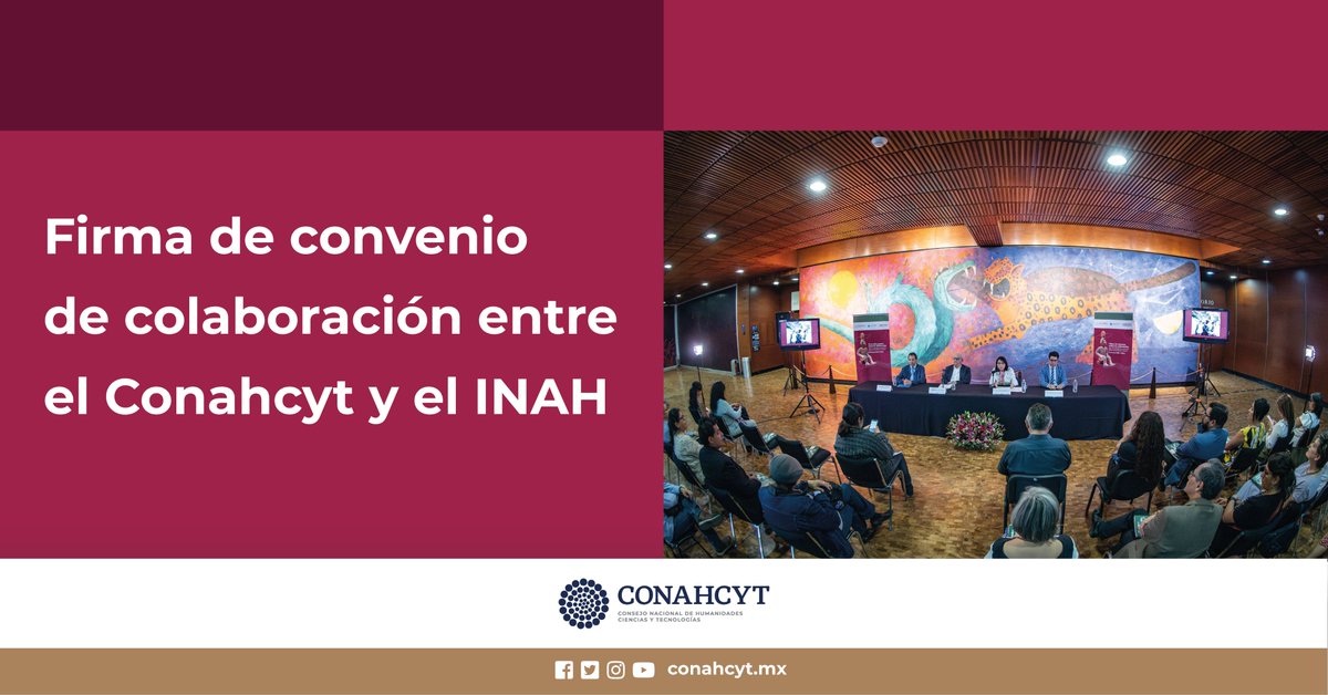 El día de hoy firmamos desde el #Museo Nacional de Antropología un importante #convenio marco de colaboración entre el @Conahcyt_Mex y el @INAHmx que nos permitirá fortalecer nuestras relaciones interinstitucionales. ➡️1/6