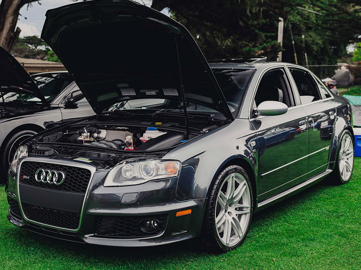 2008 Audi RS4 sedan in Daytona Gray.  #windowsticker #monroney #daytonagray #nackarsulm #audirs4 #germany
