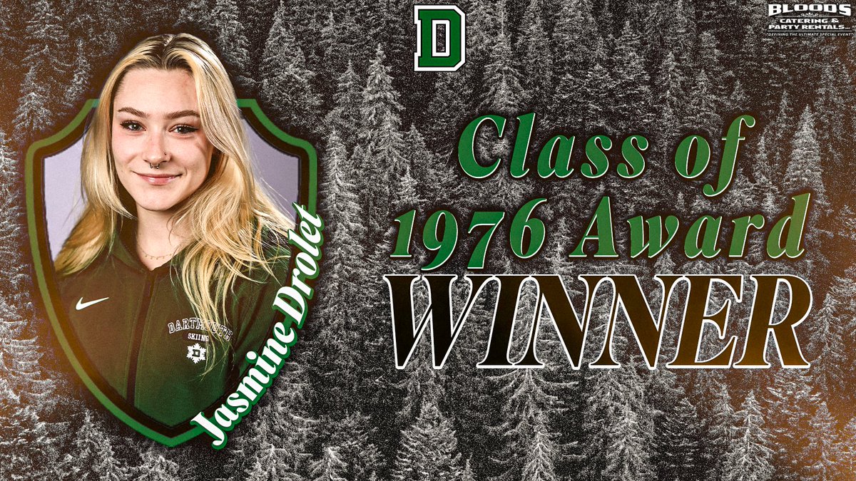 𝐂𝐥𝐚𝐬𝐬 𝐨𝐟 𝟏𝟗𝟕𝟔 𝐀𝐰𝐚𝐫𝐝 🏆 Jasmine Drolet is honored as Dartmouth's most outstanding athlete from a women's team! #TheWoods🌲 | #GoBigGreen