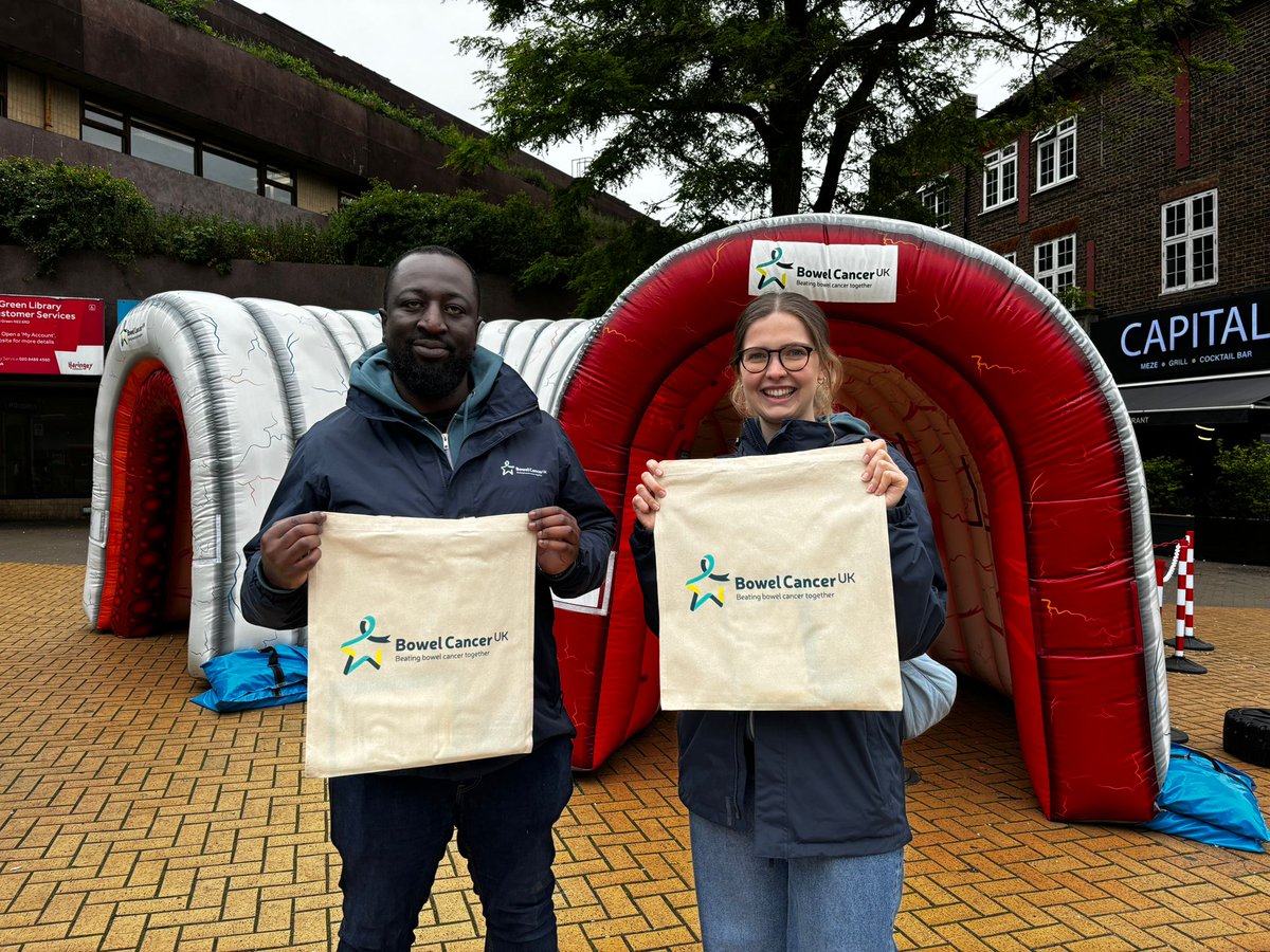 Today is our last day in Haringey with our roadshow. We’re outside the library on High Road (N22 6XD) with our inflatable bowel ready to chat all things #BowelCancer. @haringeycouncil @Bowelbabef