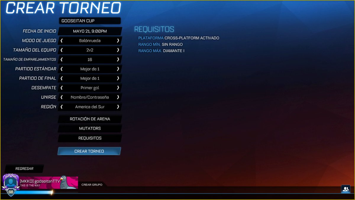 GodSeitan's tweet photo. HOY TORNEO #rocketleague A LAS 21.00 CL PARA SEGUIDORES! https://t.co/9ltsTV6n2o