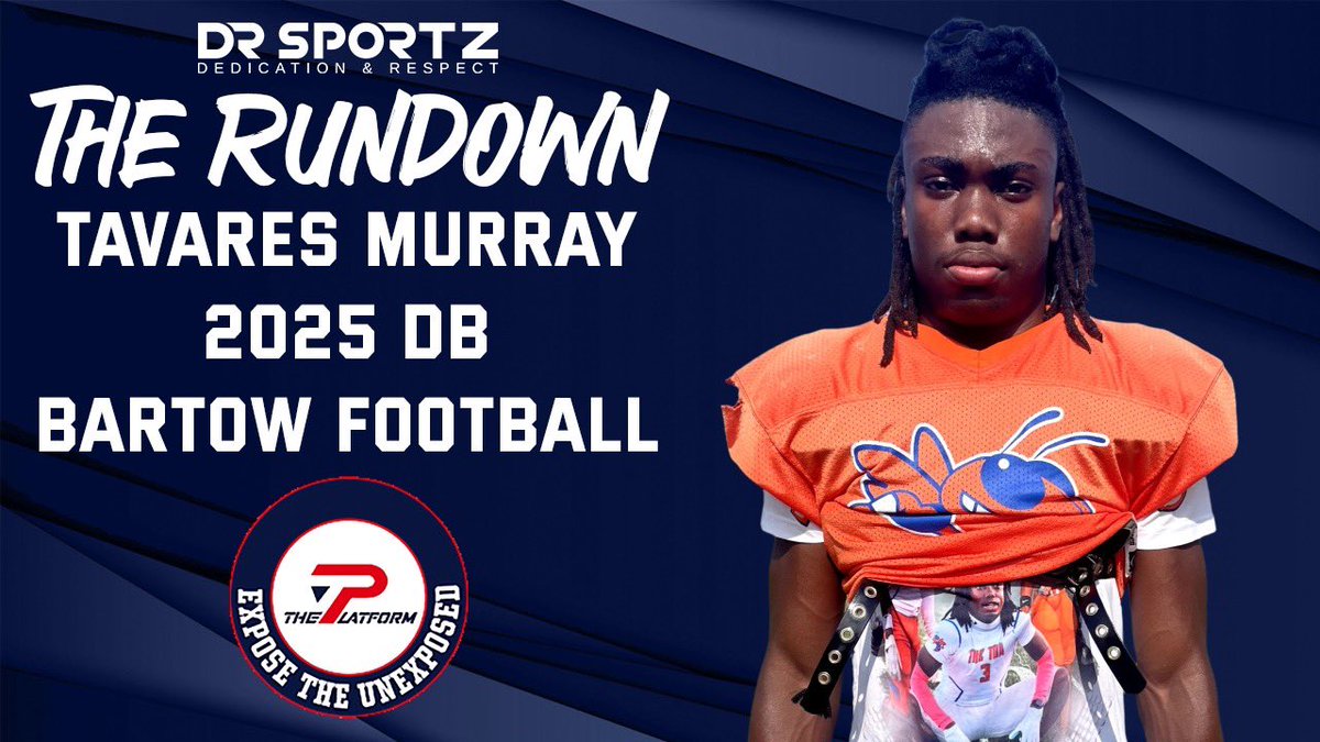 2025 Bartow DB Tavares Murray is next up in Polk County. @TMurr_JR A versatile athlete with good coverage/tackling skills. Holds 15+ Divison 1 offers. @RealNews102 @thetylereden Full Interview On YouTube 📺: youtu.be/wCqU8mzXlqw?si…
