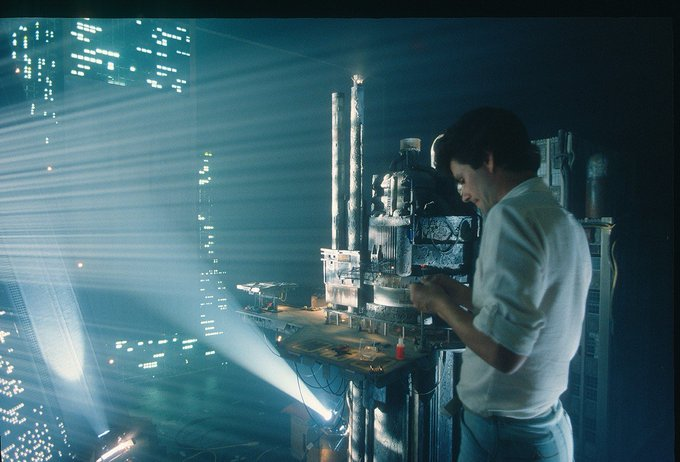 Photos of miniatures being built for Blade Runner.