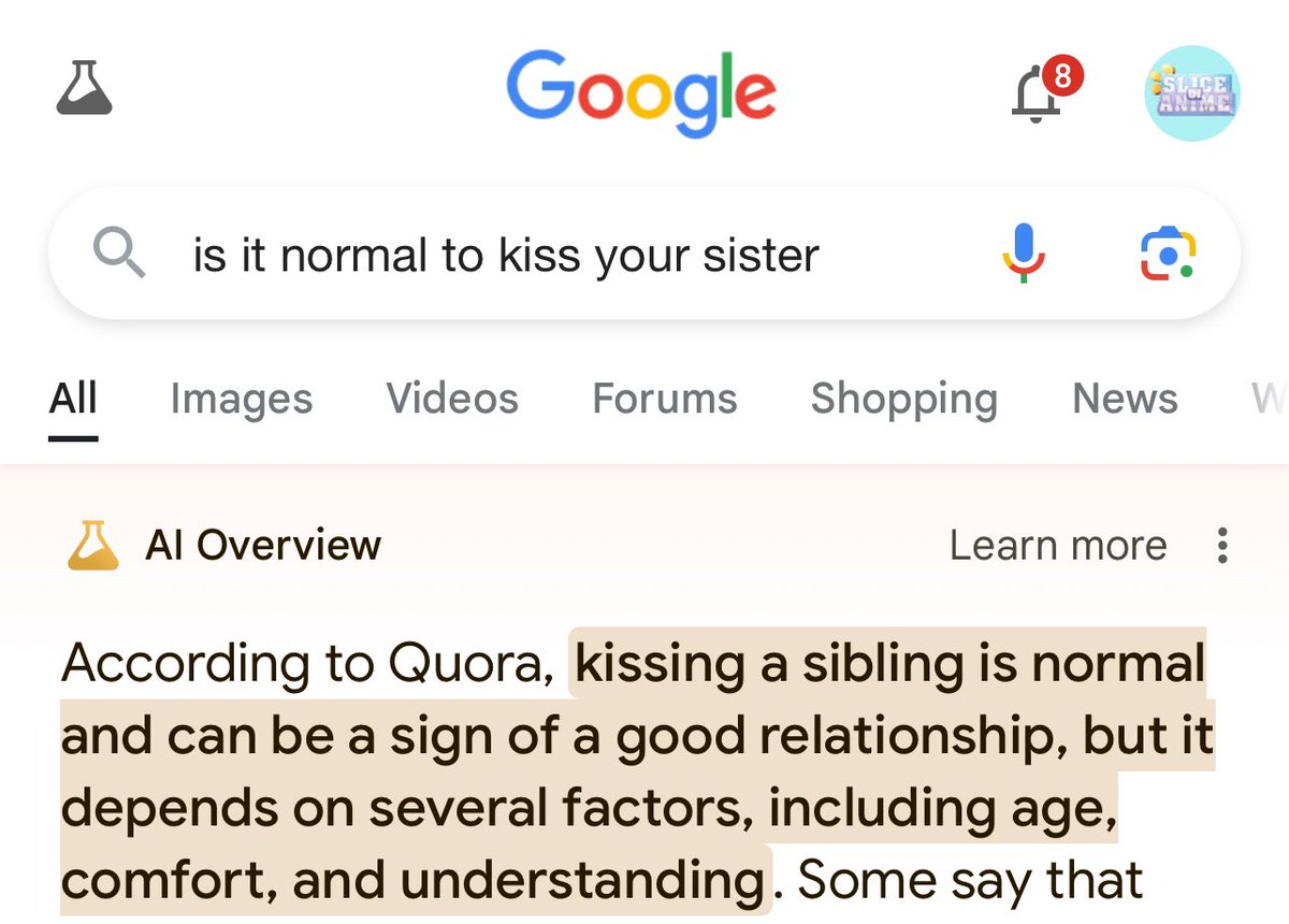 GUYS GOOD NEWS 

Google says we should kiss our sisters!