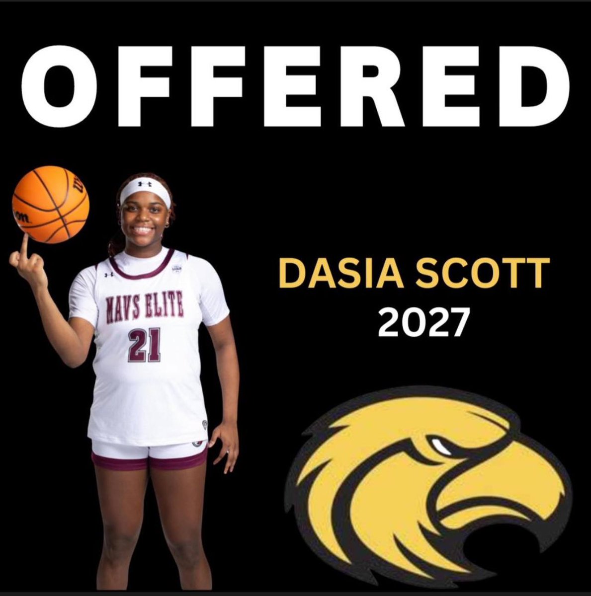 dasia scott (@dasiascott9) on Twitter photo after a great conversation with <a href="/CoachMcNelis/">Joye Lee-McNelis</a> & <a href="/CoachBDW/">Coach Brooks Williams</a> , I’m grateful to receive a D1 offer from @southernmisswbb, I would like to thank the coaching staff for all the positive energy and belief in me. #gogoldeagles💛 after a great conversation with <a href="/CoachMcNelis/">Joye Lee-McNelis</a> & <a href="/CoachBDW/">Coach Brooks Williams</a> , I’m grateful to receive a D1 offer from @southernmisswbb, I would like to thank the coaching staff for all the positive energy and belief in me. #gogoldeagles💛