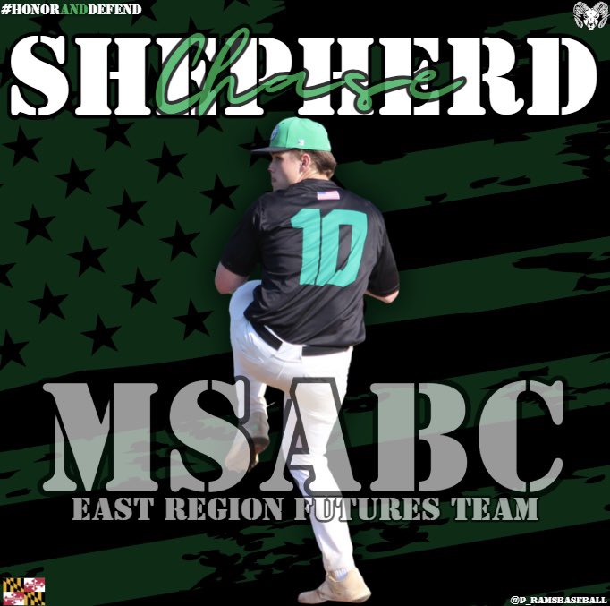 P_RamsBaseball's tweet photo. Congrats to the Rams who made the MSABC Series which will be played this Sunday, May 26th at Arundel High School. P Tristan Merritt (‘26) made the East Region Prospects Team. SS David Harkins (‘25) and P Chase Shepherd (‘25) made the East Region Futures Team.

#HonorAndDefend 🐏 https://t.co/v6znD3sT2P