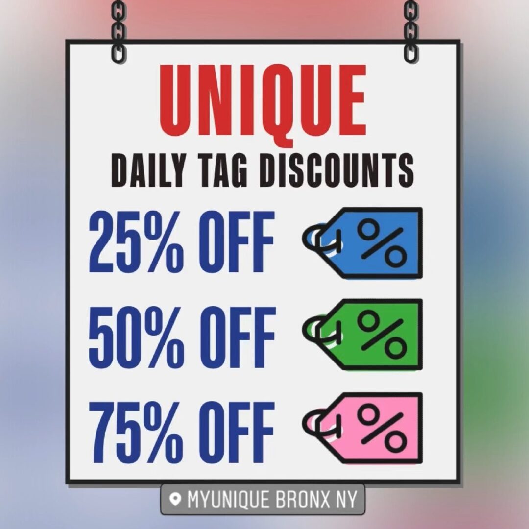 NEW #Discount Tag Colors at our #BronxNY store for #BIGSavings! #MyUniqueFinds