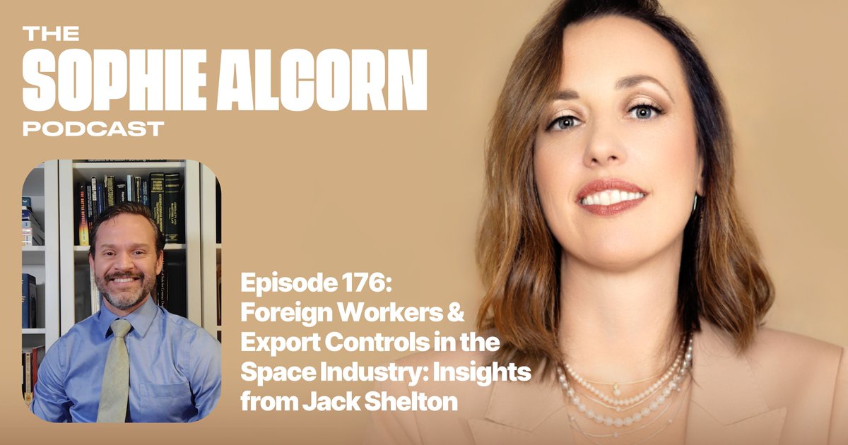 In Ep.176, Jack Shelton from Aegis Space Law joins @sophie_alcorn to discuss #space #law, export controls, their influence on #immigration & commercial space activities, and the need for specialized legal knowledge in this field. Listen here → buff.ly/44XM3Zx