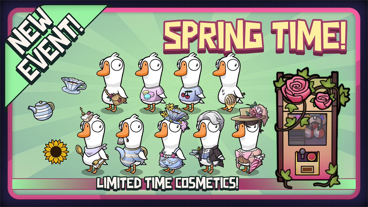 🍵 Spring into some positivi-tea! The Limited Time Spring Event is now live! 🌻 Event Ends: May 31, 2024 at 8:00PM EDT #goosegooseduck #gagglestudios #ggdgame #ggd #limitedtime #springtime #teaparty #indiedev #indiegame #limitedtimeevent #cosmetics #freetoplay #f2p